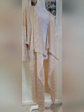 Lularoe Shirley Kimono Draped Cardigan Swim Cover in Soft Beige Size L